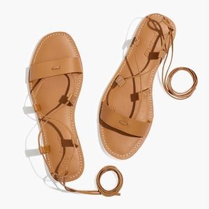 Madewell Lace-Up Leather Sandal in Camel (NWT)